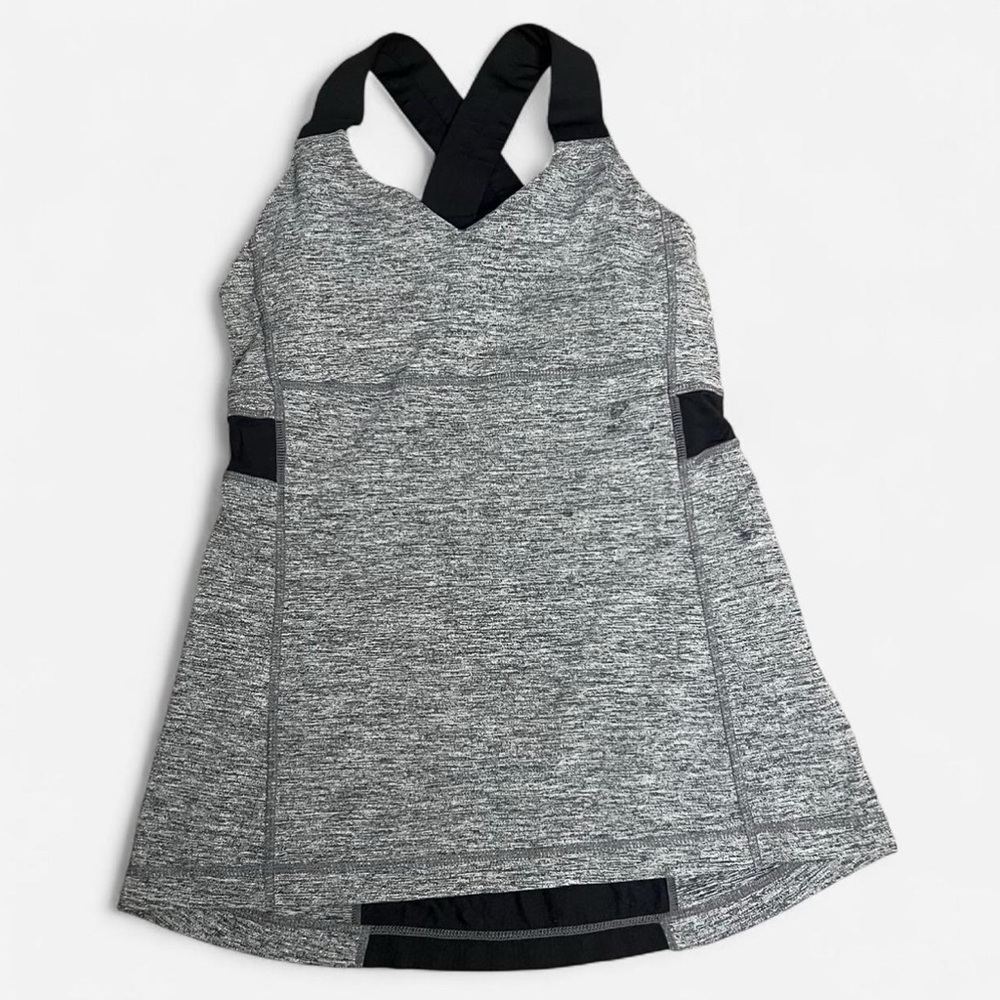 Lululemon Athletica Top Wide Double Straps Cross Back Gray‎ 13 1/2 inches